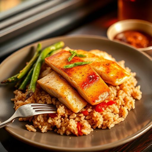 Korean Trout with Kimchi Fried Rice