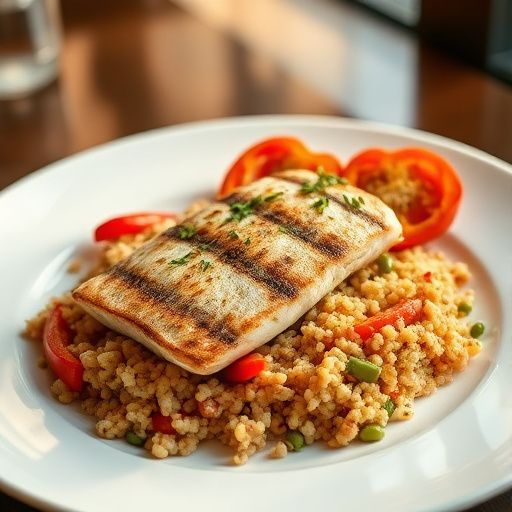 Lebanese Trout with Quinoa & Roasted Veg