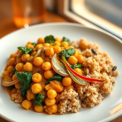 Chickpea & Spinach Curry with Brown Rice