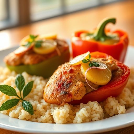 Caribbean Jerk Chicken & Pineapple Stuffed Peppers