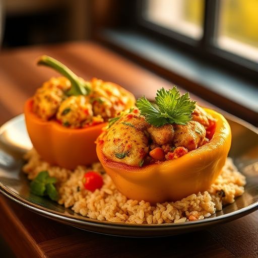 Spanish Paella Stuffed Bell Peppers